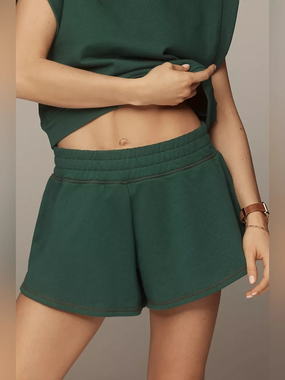 NWT Anthropologie Daily Practice Evergreen Muscle Top & Skirty Short, Size XXS - Picture 4 of 4